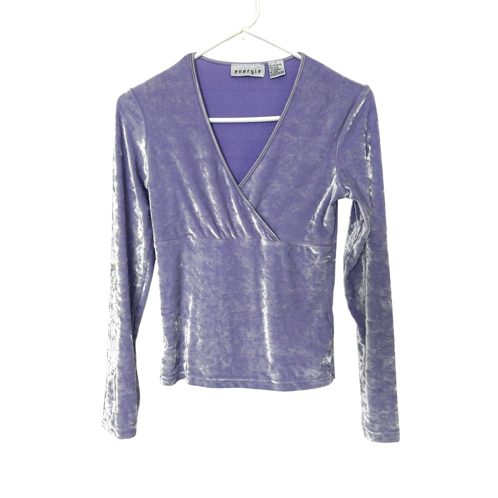 Y2K Energie Top L lavender Crushed Velvet babydoll 90s fairycore whimsy indie